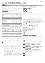 Preview for 7 page of DeWalt DCS573 GB Original Instructions Manual