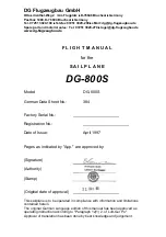 Preview for 1 page of DG Flugzeugbau DG-800S Flight Manual