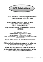 DGF Fabrications Renaissance 16" User, Installation & Servicing Instructions preview