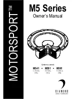 Предварительный просмотр 1 страницы Diamond Audio Technology M541 Owner'S Manual