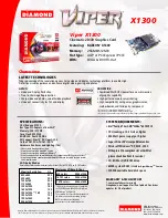 Diamond Multimedia Radeon X1300 Specification Sheet preview