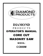 Preview for 1 page of Diamond Products CC800M Operator'S Manual