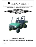 Diamondback Ranger Roof Owner'S Manual preview