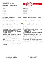 Preview for 11 page of Dietz DE Series Operating Instructions Manual