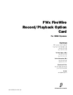 Preview for 1 page of DigiDesign FWx FireWire
Record/Playback Option
Card Manual