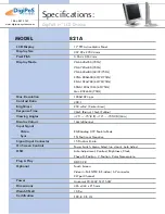 Предварительный просмотр 2 страницы DigiPos 821A Specification Sheet