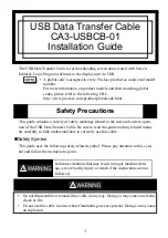 Preview for 1 page of Digital Electronics Corporation CA3-USBCB-01 Installation Manual