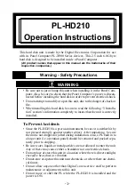 Digital Electronics Corporation PL-HD210 Operation Instructions Manual preview