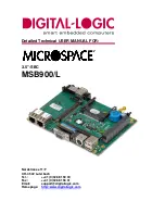 Preview for 1 page of DIGITAL-LOGIC Microspace MSB900 User Manual