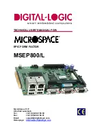 Preview for 1 page of DIGITAL-LOGIC MICROSPACE  MSEP800 Technical  User'S Manual