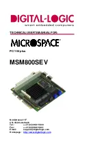 Preview for 1 page of DIGITAL-LOGIC MICROSPACE MSM800SEV Technical  User'S Manual