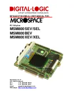 Предварительный просмотр 1 страницы DIGITAL-LOGIC MSM800BEV Technical  User'S Manual