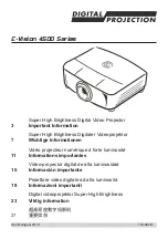 Digital Projection E-VISION 4500 series User Manual preview