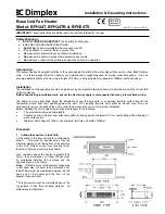 Preview for 1 page of Dimplex BFH24T Installation And Operating Instructions