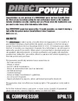 Preview for 3 page of Direct power BP6L15 Safety And Operating Manual