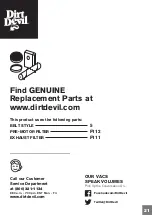 Preview for 21 page of Dirt Devil 961151970 User Manual