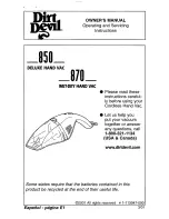 Preview for 1 page of Dirt Devil M0850 Owner'S Manual