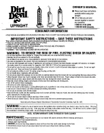 Dirt Devil UPRIGHT Series Owner'S Manual preview