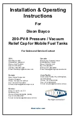 Preview for 1 page of Dixon Bayco 200-PV-9 Installation & Operating Instructions