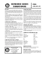 DLS REFERENCE RW6 Owner'S Manual preview