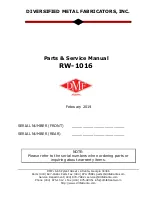 Preview for 1 page of DMF RW-1016 Parts & Service Manual