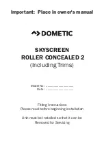 Dometic SKYSCREEN 2 Fitting Instructions Manual preview