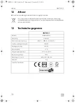 Preview for 72 page of Dometic SMP301-11 Installation And Operating Manual