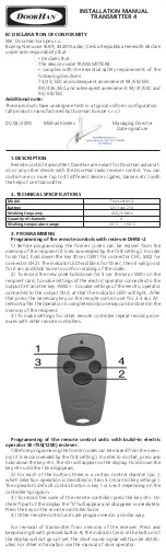 Предварительный просмотр 2 страницы DoorHan TRANSMITTER 4 Installation Manual