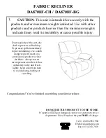 Предварительный просмотр 5 страницы Dorel FABRIC RECLINER DA8708F-CH Instruction Manual