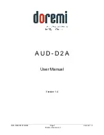 Preview for 1 page of Doremi AUD-D2A User Manual