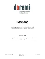 Preview for 1 page of Doremi IMS1000 Installation And User Manual