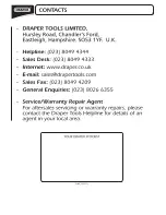 Preview for 20 page of Draper DSH103 Instructions Manual