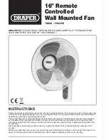 Предварительный просмотр 1 страницы Draper Remote Controlled Wall Mounted Fan Instructions Manual