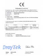 Preview for 1 page of Draytek VigorPro 5500 Declaration Of Conformity