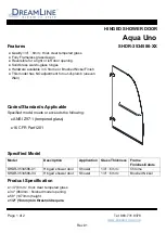 Preview for 1 page of Dreamline Aqua Uno SHDR-3534586 Series Quick Start Manual