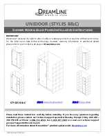 Preview for 1 page of Dreamline UNIDOOR B Installation Instructions Manual