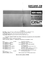 DSP VHF/UHF FM transceiver User Manual preview