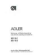 Duerkopp Adler 961-16-1 Operating Instructions Manual preview