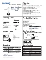 Dukane Camera 150 Quick Start Manual предпросмотр