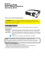 Preview for 1 page of Dukane ImagePro 8784 Operating Manual