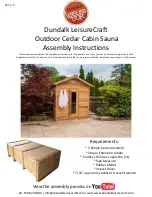 Dundalk LeisureCraft Outdoor Cedar Cabin Sauna Assembly Instructions Manual preview