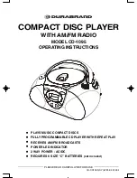 Preview for 1 page of Durabrand CD-1095 Operating Instructions Manual