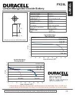 Duracell Lithium/Manganese Dioxide Battery PX28L Specification Sheet preview