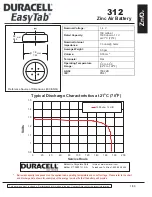 Duracell Zinc Air Battery 312 Specification Sheet preview