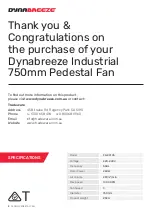 Предварительный просмотр 2 страницы DYNABREEZE FA-23105 Instructions & User'S Manual