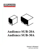 Dynaudio Audience SUB-20A Owner'S Manual preview