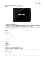 DynaVox T10 User Manual preview