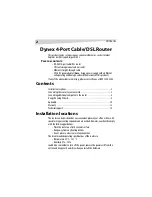 Preview for 2 page of Dynex DX-E401 - EN Broadband Router Installation Manual