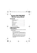 Предварительный просмотр 2 страницы Dynex DX-PWLMSE - Wireless Optical USB Laptop Mouse User Manual