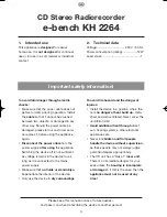 Preview for 5 page of E-Bench KH 2264 Operating And Safety Instructions Manual